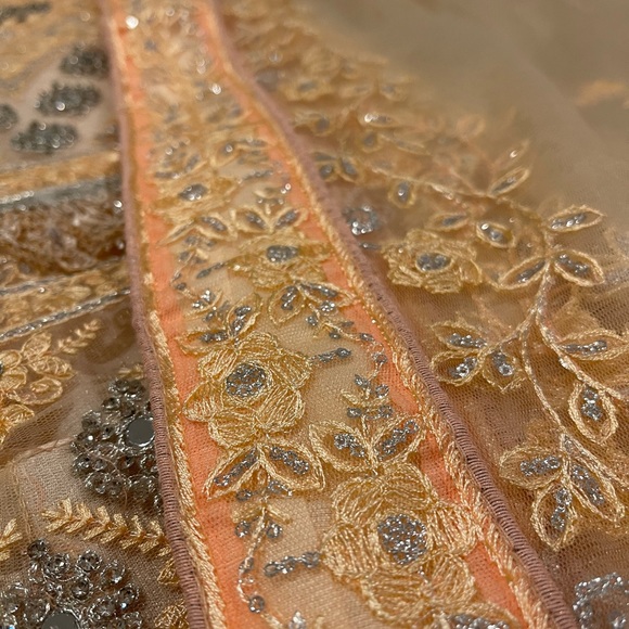 Designer New Peach Lehenga with sequins and mirror work - Picture 7 of 10